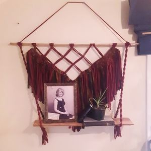 Large Yarn Macrame Wall Hanging Shelf Holder